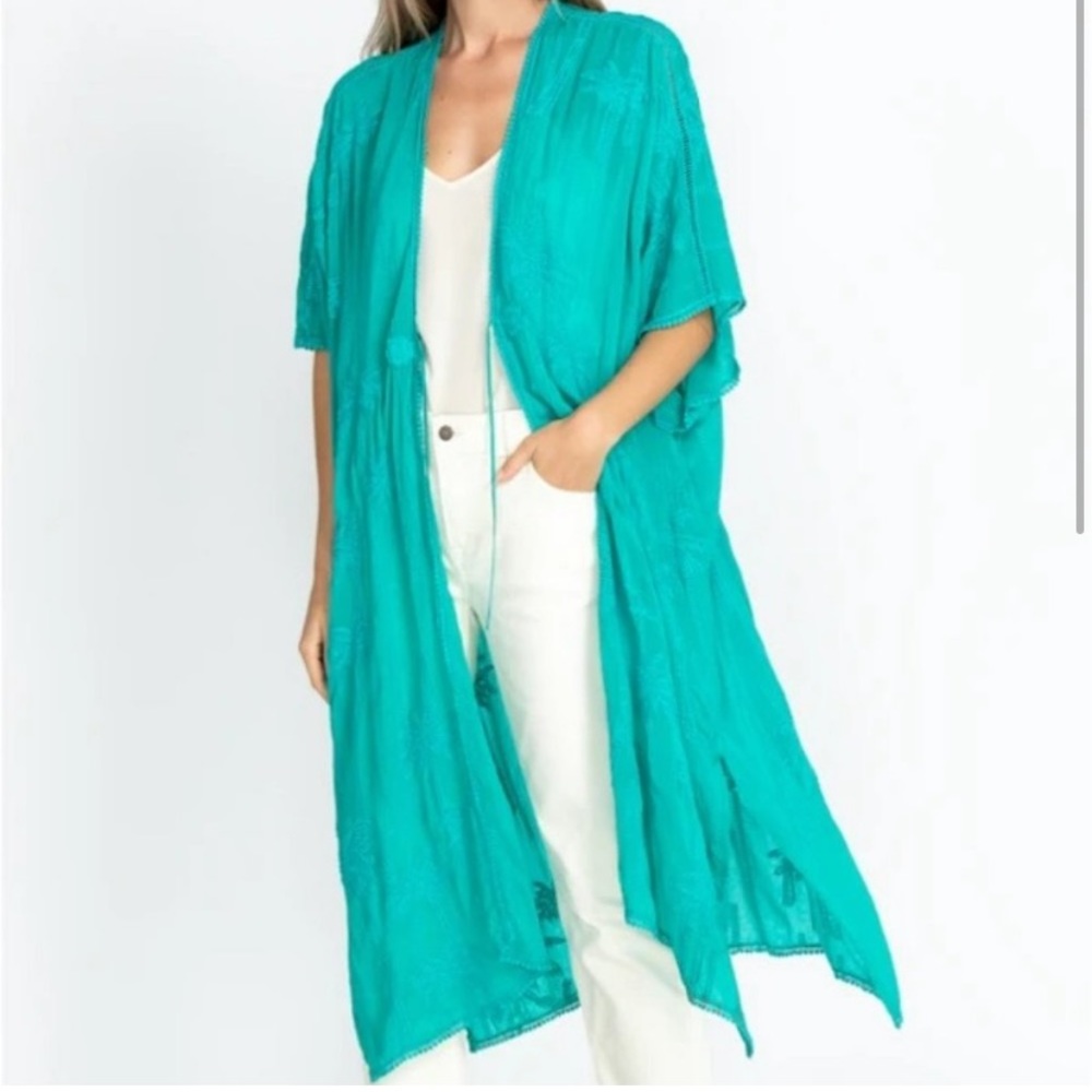 NWT Johnny Was Palm Georgia Kimono in Turquoise Teal One Size
